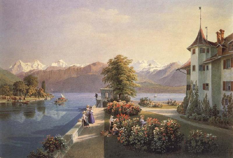 Gabriel Lory fils View of the old lock Schadau in Thun